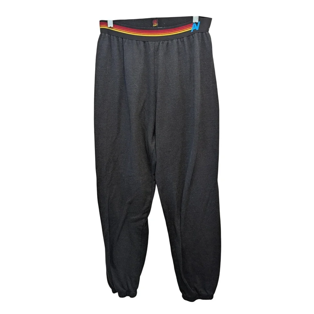 Aviator Nation Black Rainbow Striped Waistband Sweatpants Joggers XL USA Made - Picture 1 of 11